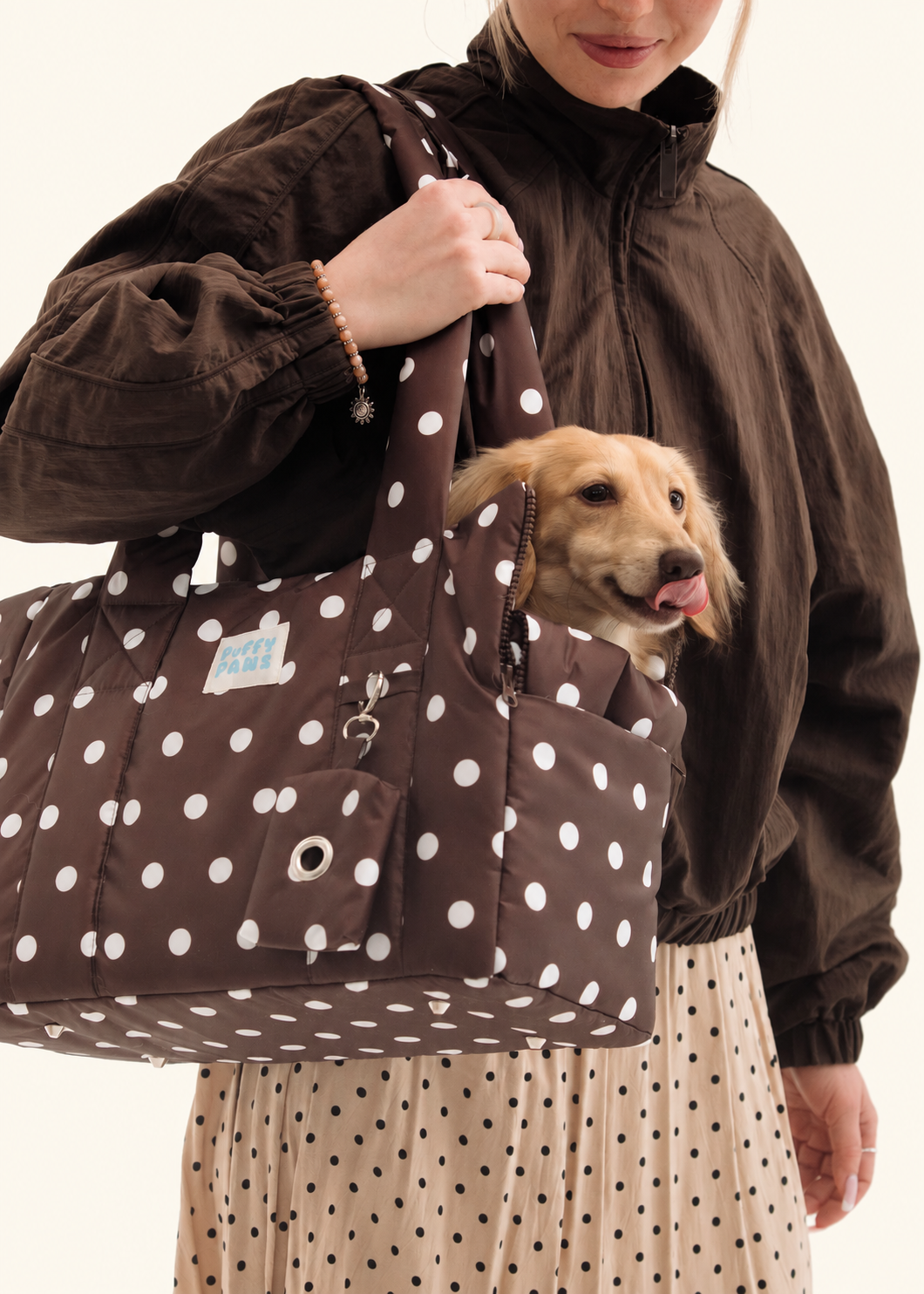 Puffy Paws Brown Polka